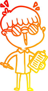 Bir insan tarafından çizilmiş gözlük takan çizgi film çocuğu çizimi.