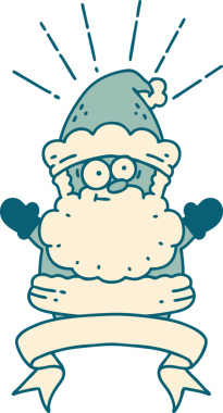 Bir insan tarafından çizilmiş dövme stili Noel Baba karakterli parşömen.