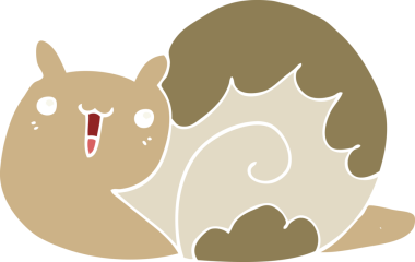 Bir insan tarafından çizilmiş düz renk çizgi film salyangozu.