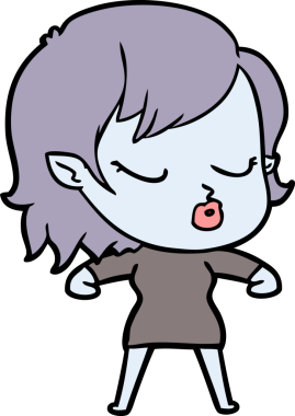 Bir insan tarafından çizilmiş şirin vampir kız çizgi filmi.