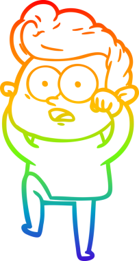 Bir insan tarafından çizilmiş gökkuşağı gradyan çizgi çizimi.