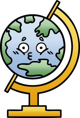 Bir insan tarafından çizilmiş dünyanın gölgeli bir karikatürü.