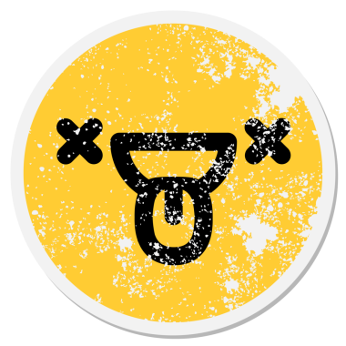 Mutlu ölü yüz dairesel etiketi bir insan tarafından çizilmiş.