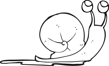 Bir insan tarafından çizilmiş siyah beyaz bir salyangoz.