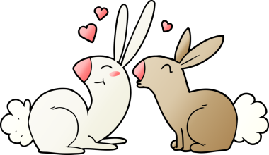 Bir insan tarafından çizilmiş aşık çizgi film tavşanları.