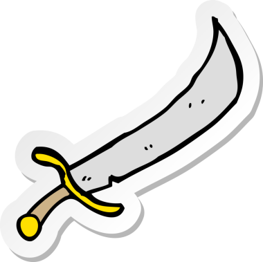 Bir insan tarafından çizilmiş karikatür kılıcının çıkartması.