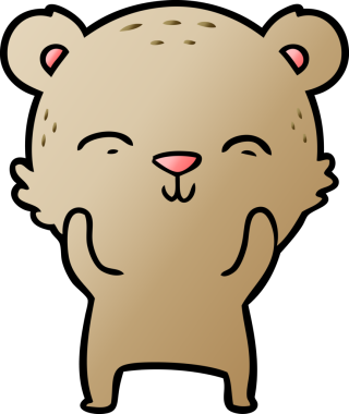 Bir insan tarafından çizilmiş mutlu çizgi film ayısı.