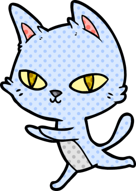 Bir insan tarafından çizilmiş çizgi film kedisi.