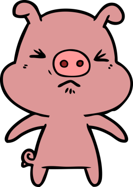 Bir insan tarafından çizilmiş kızgın domuz çizgi filmi.