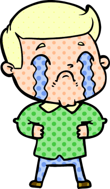 Bir insan tarafından çizilmiş ağlayan çizgi film adamı.