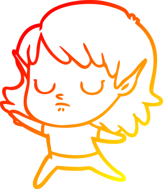 Bir insan tarafından çizilmiş çizgi film karakteri bir elf kızı çizimi