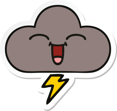 Bir insan tarafından çizilmiş şirin bir fırtına bulutunun çıkartması.