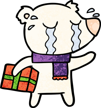 Karikatür ağlayan bir insan tarafından çizilmiş kutup ayısı