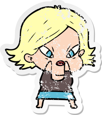 Bir insan tarafından çizilmiş stresli bir karikatür çıkartması.