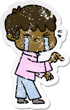 Bir insan tarafından çizilmiş ağlayan bir çocuk karikatürü.