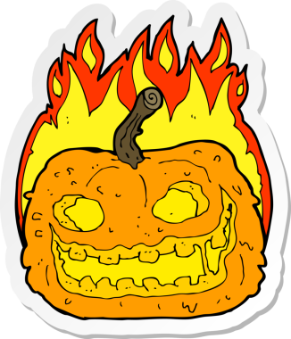 Bir insan tarafından çizilmiş ürkütücü bir balkabağının çıkartması.