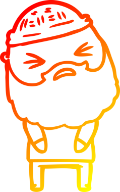 Bir insan tarafından çizilmiş sakallı bir çizgi film karakteri.