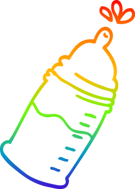 gökkuşağı gradyan çizgi çizimi bir insan tarafından çizilmiş bebek şişesi