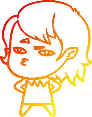 Bir insan tarafından çizilmiş bir vampir kız çizgi çizimi.