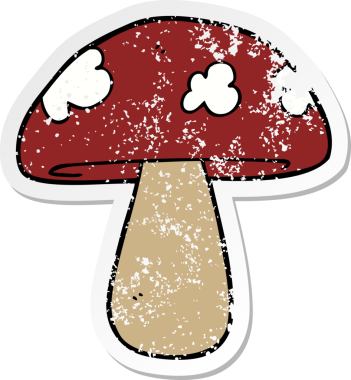 Bir insan tarafından çizilmiş karikatür mantarının sıkıntılı çıkartması