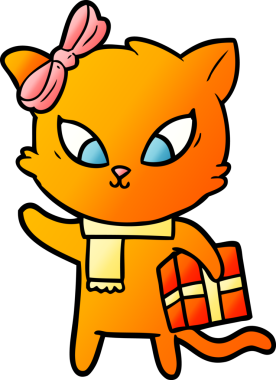 Bir insan tarafından çizilmiş çizgi film kedisi.