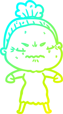 Bir çizgi film çizimi, bir insan tarafından çizilmiş yaşlı bir kadını rahatsız ediyordu.