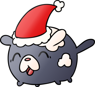 Bir insan tarafından çizilmiş Kawaii köpeğinin el çizimi gradyan çizgi filmi.