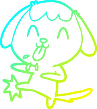 Bir insan tarafından çizilmiş şirin bir çizgi köpeğin soğuk gradyan çizgisi.