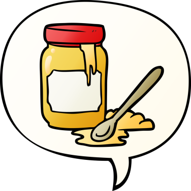 bir insan tarafından çizilmiş dil baloncuklu karton bal kavanozu.