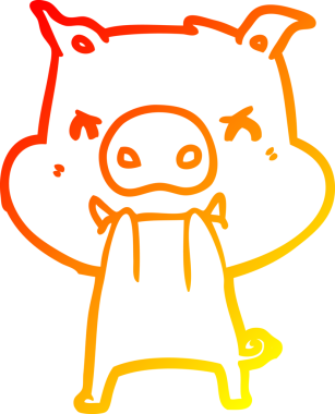 Bir insan tarafından çizilmiş kızgın çizgi film domuzu çizimi.