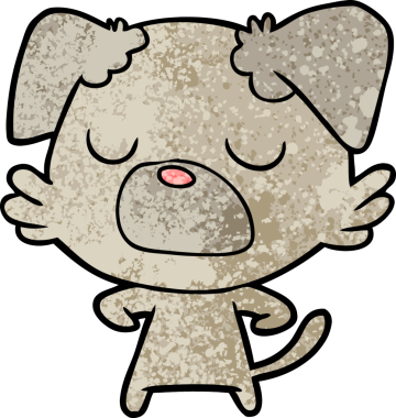 Bir insan tarafından çizilmiş çizgi film köpeği.