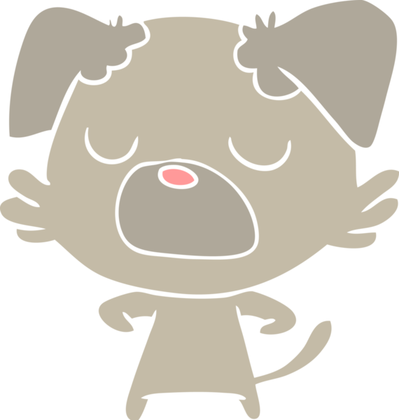 Bir insan tarafından çizilmiş düz renkli çizgi film köpeği.