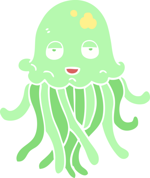 Bir insan tarafından çizilmiş ahtapotun düz renk çizimi