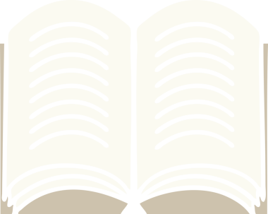 Bir insan tarafından çizilmiş açık bir kitabın düz renkli retro karikatürü