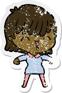 Bir insan tarafından çizilmiş karikatür bir kadının sıkıntılı çıkartması.