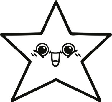 Bir insan tarafından çizilmiş yıldız balığının çizgi çizimi