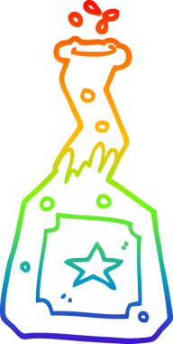 Gökkuşağı gradyan çizgi çizimi bir insan tarafından çizilmiş deney iksirleri