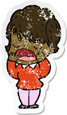 Bir insan tarafından çizilmiş karikatür kadının sıkıntılı çıkartması.