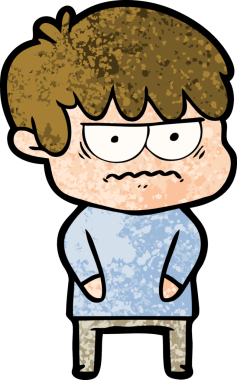 Bir insan tarafından çizilmiş sinirli çizgi film çocuğu.