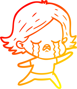 Bir insan tarafından çizilmiş ağlayan çizgi film kızı çizimi.