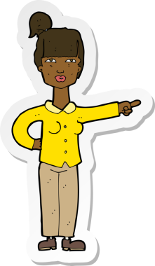 Bir insan tarafından çizilmiş bir karikatür kadının çıkartması.