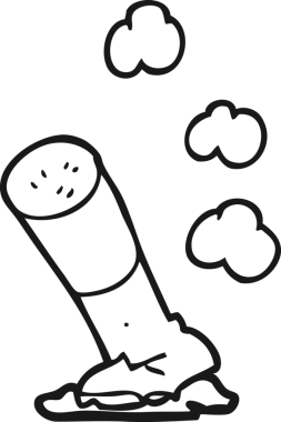 Bir insan tarafından çizilmiş siyah beyaz bir sigara.