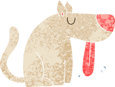 Retro illüstrasyon tarzı bir insan tarafından çizilmiş tuhaf çizgi film köpeği.