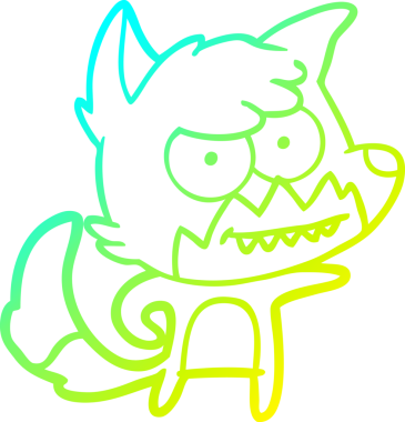 Bir insan tarafından çizilmiş sırıtan bir tilkinin soğuk çizgi çizimi