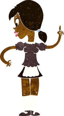 Bir insan tarafından çizilmiş çizgi film garsonu siparişi.