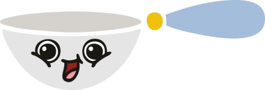 Bir insan tarafından çizilmiş bir kaşığın düz renkli retro karikatürü