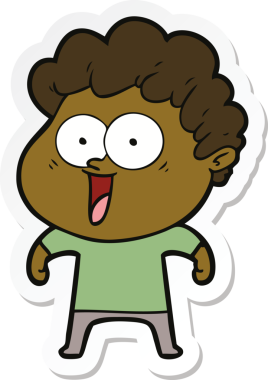 Bir insan tarafından çizilmiş mutlu bir adamın çıkartması.