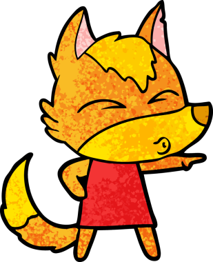 Bir insan tarafından çizilmiş tilki çizgi film karakteri