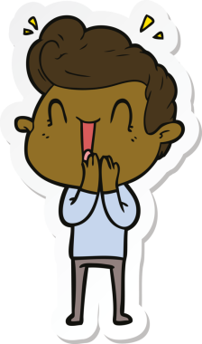 Bir insan tarafından çizilmiş heyecanlı bir adamın çıkartması.