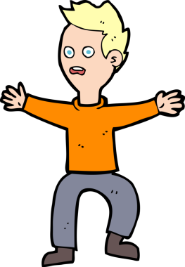 Bir insan tarafından çizilen panikleyen karikatür adamı.